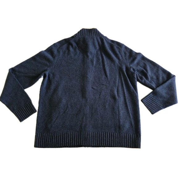 Black Brown 1826 Wool Blend Sweater XL Mens Navy Full Zip Mock Neck LS Pockets - Picture 2 of 13